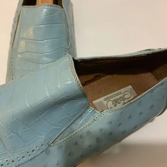 Fratelli Loafers Mens Size 9 Leather Slip On blue Square Toe Dress Shoes