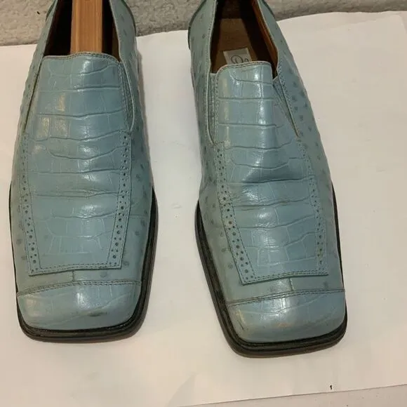 Fratelli Loafers Mens Size 9 Leather Slip On blue Square Toe Dress Shoes