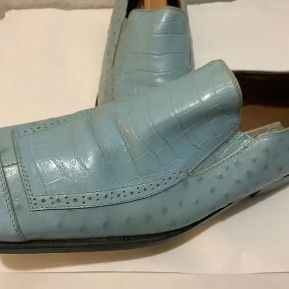 Fratelli Loafers Mens Size 9 Leather Slip On blue Square Toe Dress Shoes