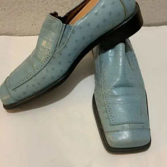 Fratelli Loafers Mens Size 9 Leather Slip On blue Square Toe Dress Shoes