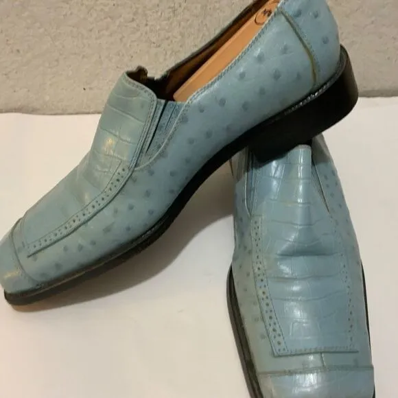 Fratelli Loafers Mens Size 9 Leather Slip On blue Square Toe Dress Shoes