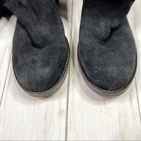 Free People Carlisle Black Suede Distressed Over The Knee Boots