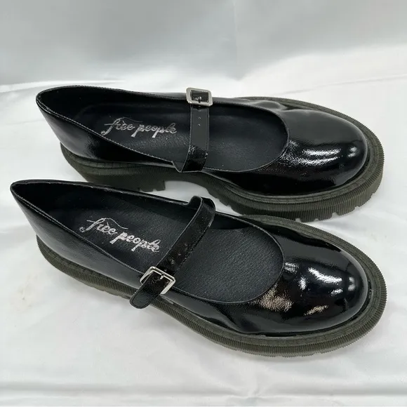 Free People Malika Mary Jane Platform Shoes Black Size 41