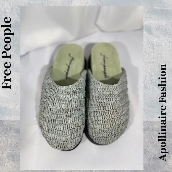 FREE PEOPLE MILO WOVEN MULES IN SAGE SIZE 9 NEW