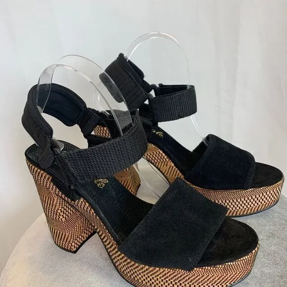 FREE People Sport Society Platform Sandals black Sz 41🔥