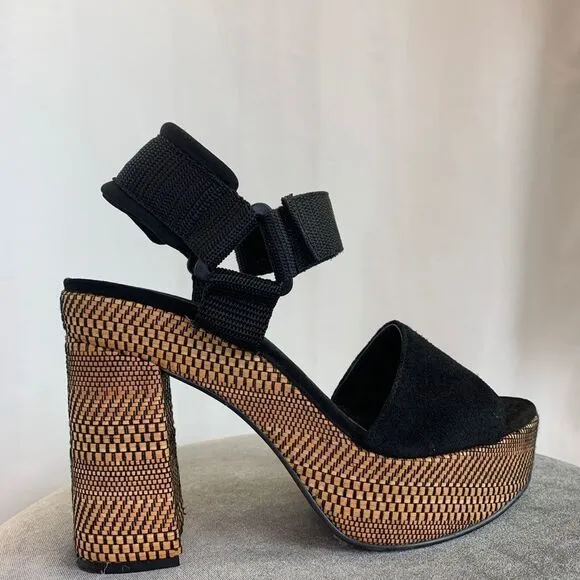 FREE People Sport Society Platform Sandals black Sz 41🔥
