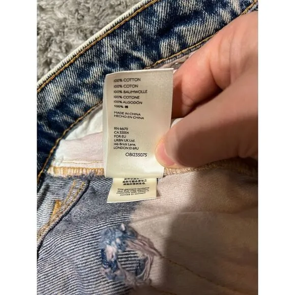 Free People Unique Distressed Denim &amp; Misty Plum Layered Skirt, Size 8,‎ NWT