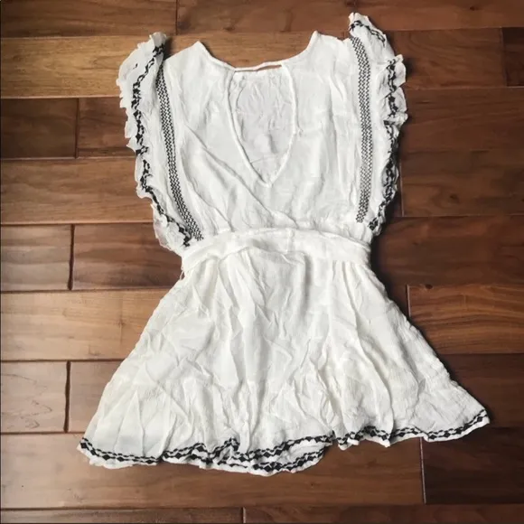 Free People White &amp; Black Weekend Brunch Dress