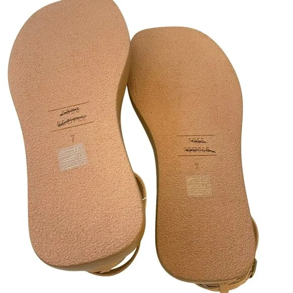 Free People Winnie Wrap Leather Nude Flatform Strappy Shoes Sz 7 NEW