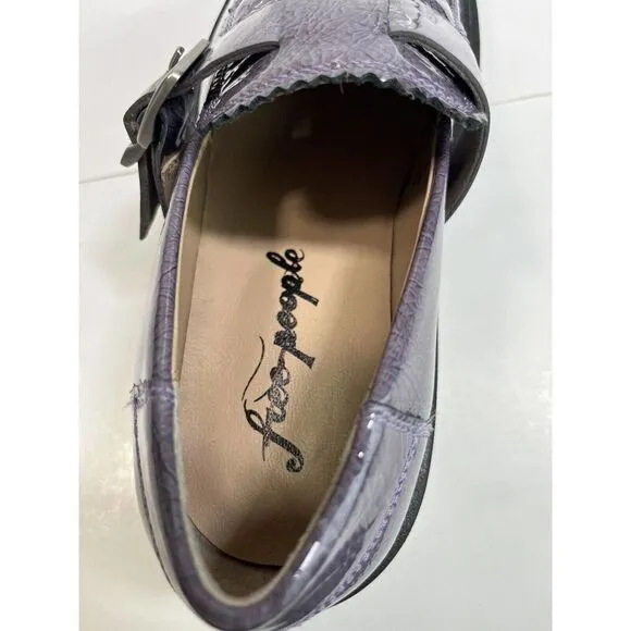 Free People Womens Purple Gray Loafer Lug Sole Patent Leather Shoes 40 EU 10 US