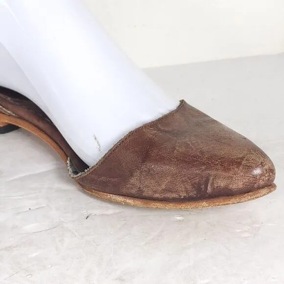 Freebird By Steven Women's Eden US7 Brown Distressed Leather Ballet Flats Shoes