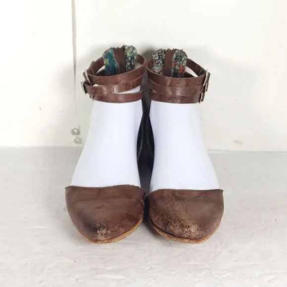 Freebird By Steven Women's Eden US7 Brown Distressed Leather Ballet Flats Shoes