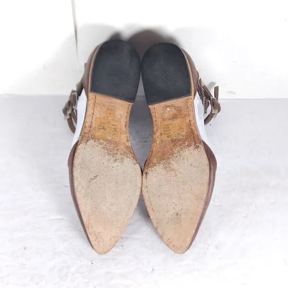 Freebird By Steven Women's Eden US7 Brown Distressed Leather Ballet Flats Shoes