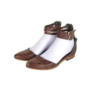 Freebird By Steven Women's Eden US7 Brown Distressed Leather Ballet Flats Shoes