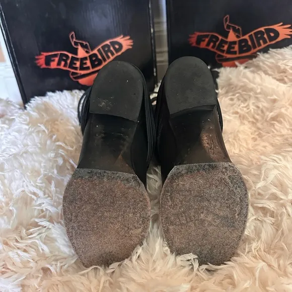 Freebird COAL Black Leather Knee-High Boots