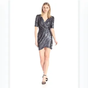 French connection sequin embellished wrap dress
