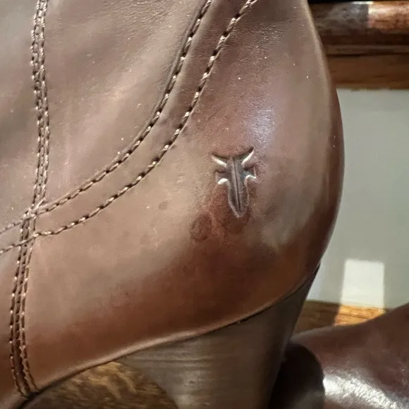 FRYE Anna Cuff Pull On Boots leather Over Knee Stacked Heel High Tall Soft 9.5
