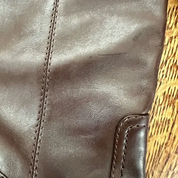 FRYE Anna Cuff Pull On Boots leather Over Knee Stacked Heel High Tall Soft 9.5
