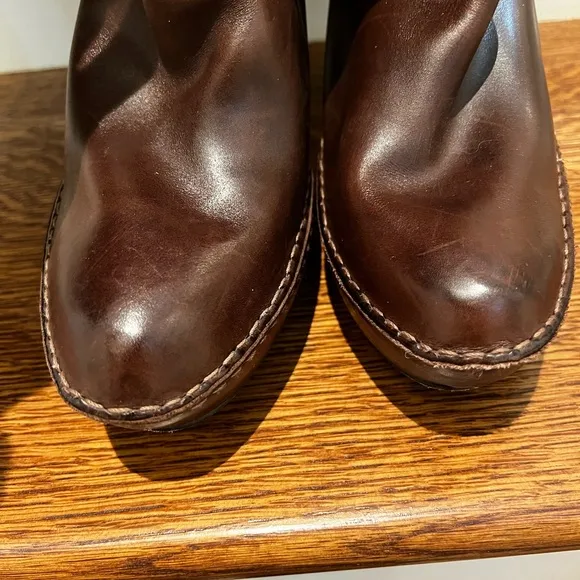FRYE Anna Cuff Pull On Boots leather Over Knee Stacked Heel High Tall Soft 9.5