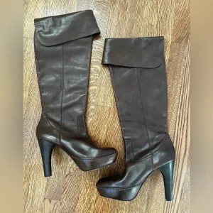 FRYE Anna Cuff Pull On Boots leather Over Knee Stacked Heel High Tall Soft 9.5