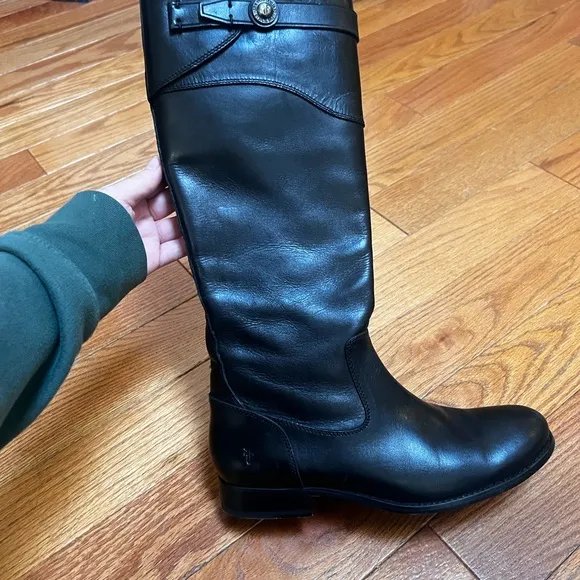 Frye Black Leather Knee-High Boots
