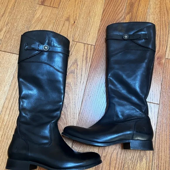 Frye Black Leather Knee-High Boots