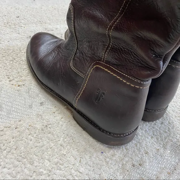 Frye brown leather knee high boots