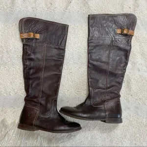 Frye brown leather knee high boots