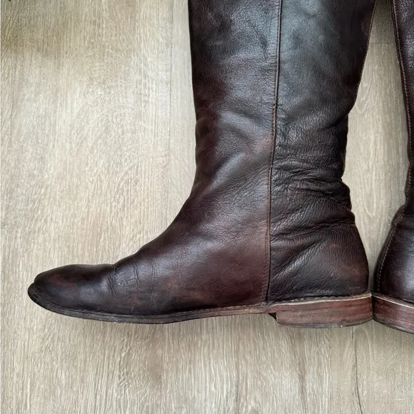 Frye Brown Leather Women’s Paige Buckles Knee High Boots size 8