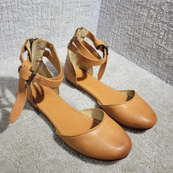 Frye Carson Women's Size 6.5B US Brown Leather Knotted Ballet Shoes