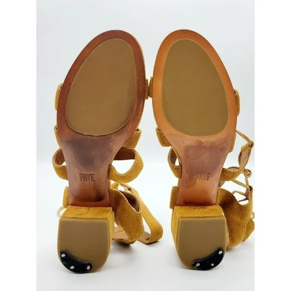 Frye Chrissy Side Ghillie Cognac Women's Dress Sandals Size 9.5