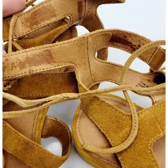 Frye Chrissy Side Ghillie Cognac Women's Dress Sandals Size 9.5