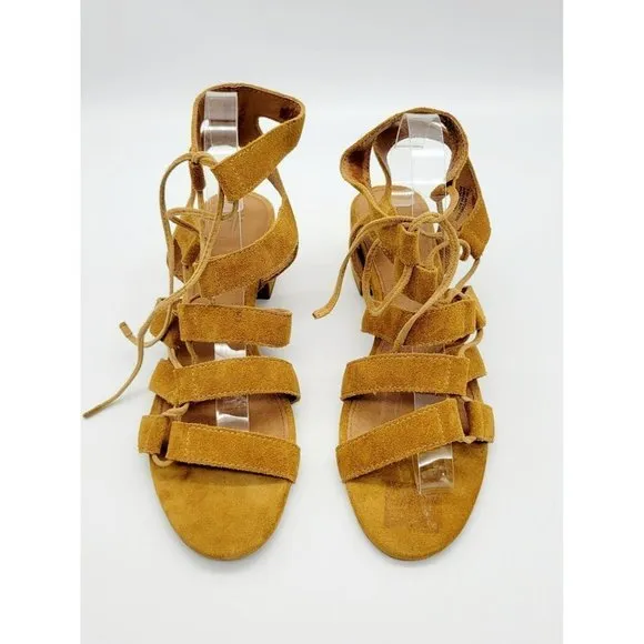 Frye Chrissy Side Ghillie Cognac Women's Dress Sandals Size 9.5