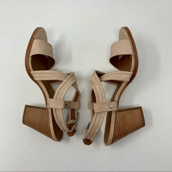 Frye Dani Criss Cross Strap Cream Heels Shoes Women Size 11 M