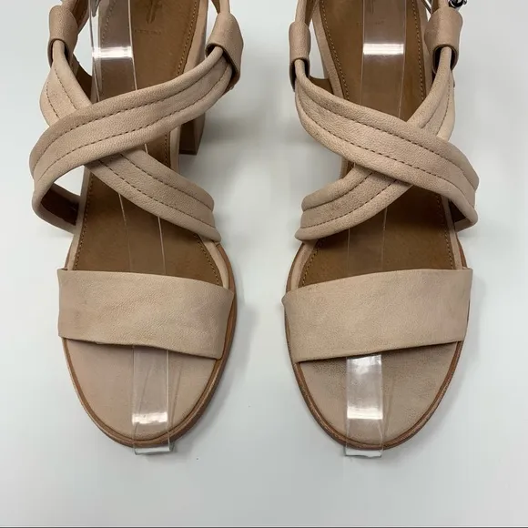 Frye Dani Criss Cross Strap Cream Heels Shoes Women Size 11 M
