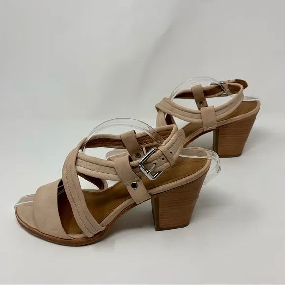 Frye Dani Criss Cross Strap Cream Heels Shoes Women Size 11 M