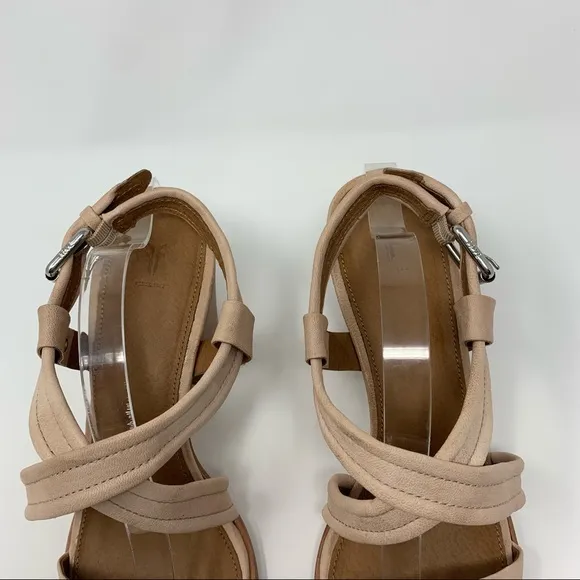 Frye Dani Criss Cross Strap Cream Heels Shoes Women Size 11 M