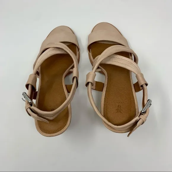 Frye Dani Criss Cross Strap Cream Heels Shoes Women Size 11 M