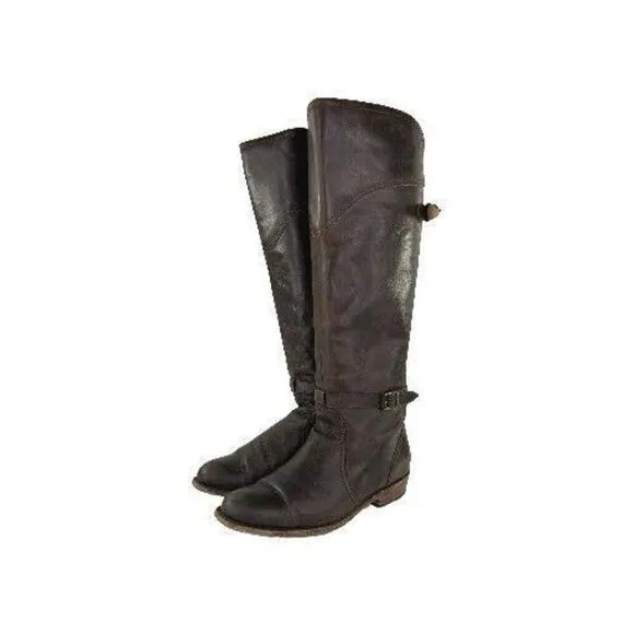 Frye Dorado Tall Leather Knee High Riding Boot Brown 8 B Western Buckle Boots