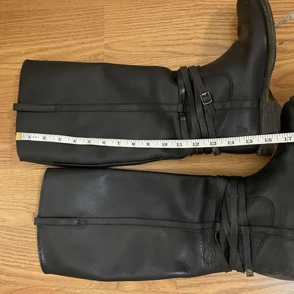 FRYE Leather Black Knee high Riding Western country boots US 7 -77754 4003