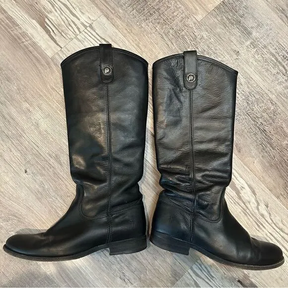 FRYE Melissa Leather Button Tall Knee High Riding Boots Women’s Size 6.5B Black