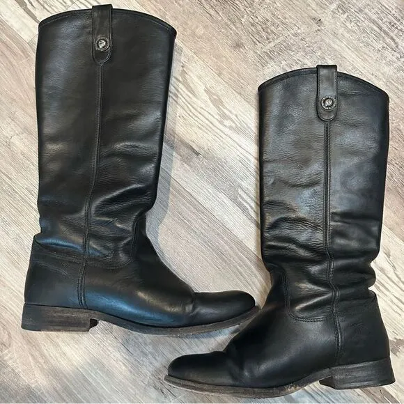 FRYE Melissa Leather Button Tall Knee High Riding Boots Women’s Size 6.5B Black
