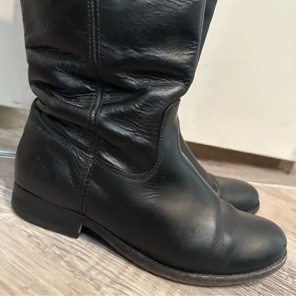 FRYE Melissa Leather Button Tall Knee High Riding Boots Women’s Size 6.5B Black