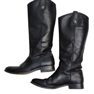 Frye Melissa Button black leather knee-high boots Sz 8.5 B 77167