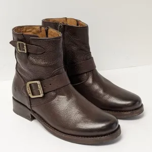 FRYE Vicky 6&quot; Leather Fashion Boots, Dark Brown, Womens 6.5 M