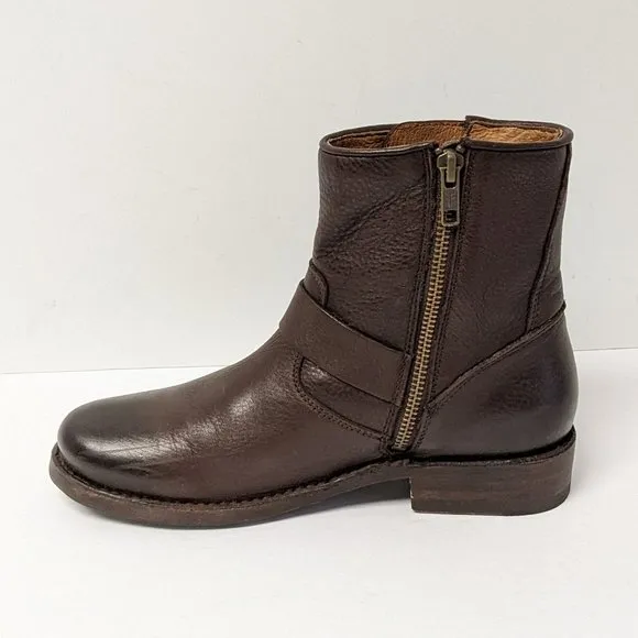 FRYE Vicky 6&quot; Leather Fashion Boots, Dark Brown, Womens 6.5 M