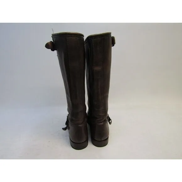Frye Womens Size 8 B Brown Leather Buckle 14&quot; Shaft Cowboy Fashion Boots