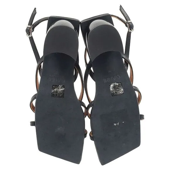 Ganni Embellished Sandals in Black Faux Leather