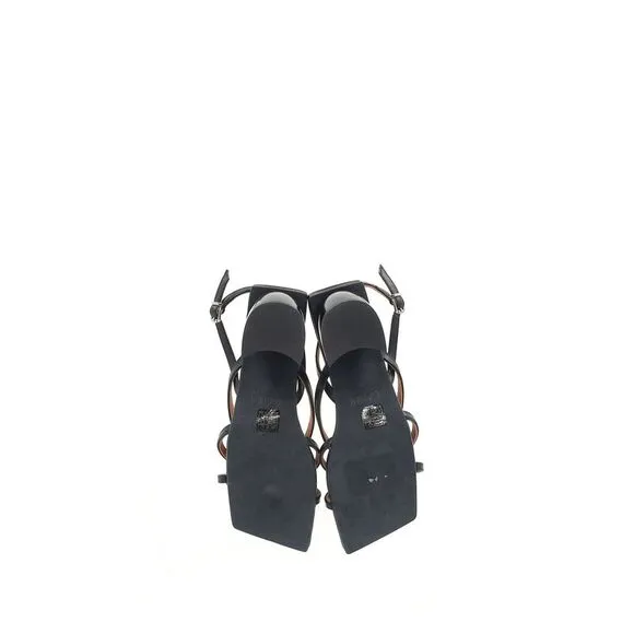 Ganni Embellished Sandals in Black Faux Leather