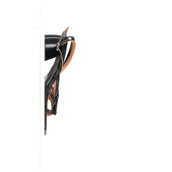 Ganni Embellished Sandals in Black Faux Leather
